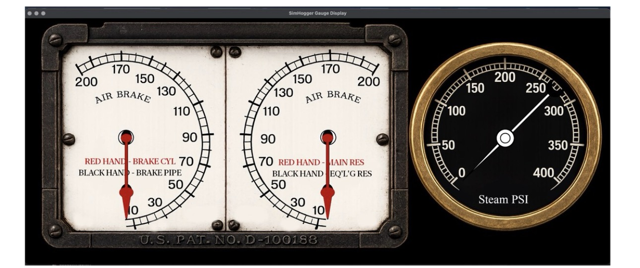Steam gauge display in SimHogger Suite